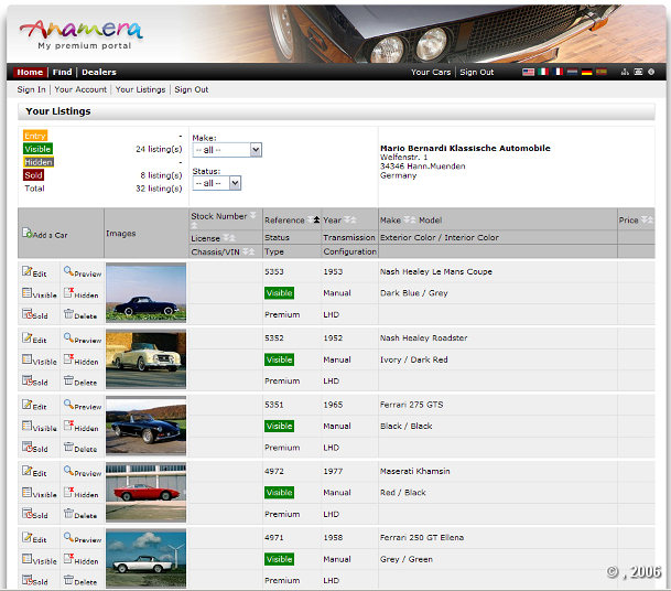 Your Listing ... add ... update ... change status