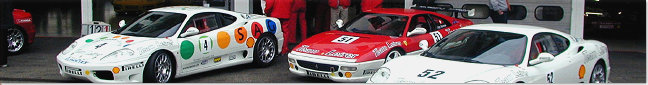 Team Leirer: 360 Challenge s/n 118786, F355 Challenge s/n 104461 and 360 Challenge s/n 118529 (f.l.t.r.)