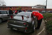 Stirring up the Scuderia..........the Sv parked outside the factory at Maranello while we eat at Il Cavalino