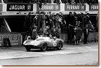 Ferrari 250 Testa Rossa s/n 0728TR, driven to victory, just leaving the pits after the last driver change which puts Phil Hill at the wheel