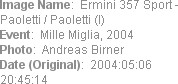 Image Name:  Ermini 357 Sport - Paoletti / Paoletti (I)
Event:  Mille Miglia, 2004
Photo:  Andrea...