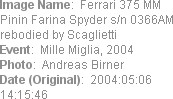 Image Name:  Ferrari 375 MM Pinin Farina Spyder s/n 0366AM rebodied by Scaglietti
Event:  Mille M...