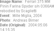 Image Name:  Ferrari 375 MM Pinin Farina Spyder s/n 0366AM rebodied by Scaglietti
Event:  Mille M...