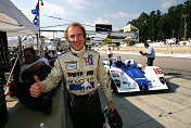 James Weaver gives the thumbs up after winning the LMP1 pole  in Friday's ALMS qualifying session