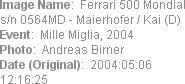Image Name:  Ferrari 500 Mondial s/n 0564MD - Maierhofer / Kai (D) 
Event:  Mille Miglia, 2004
Ph...