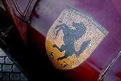 A very old Scuderia Ferrari badge on an Alfa Romeo.