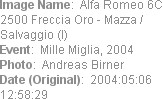 Image Name:  Alfa Romeo 6C 2500 Freccia Oro - Mazza / Salvaggio (I)
Event:  Mille Miglia, 2004
Ph...