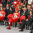 Rubens Barrichello, Michael Schumacher and Luca di Montezemolo in the front row