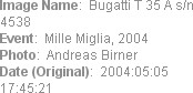 Image Name:  Bugatti T 35 A s/n 4538
Event:  Mille Miglia, 2004
Photo:  Andreas Birner
Date (Orig...