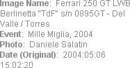 Image Name:  Ferrari 250 GT LWB Berlinetta "TdF" s/n 0895GT - Del Valle / Torres 
Event:  Mille M...