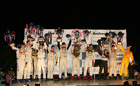 Class winners on the podium after Chevy presents Petit Le Mans