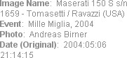 Image Name:  Maserati 150 S s/n 1659 - Tomasetti / Ravazzi (USA) 
Event:  Mille Miglia, 2004
Phot...