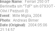Image Name:  Ferrari 250 GT Berlinetta s/n "TdF" s/n 0793GT - Olivi / Pezzuoli (I) 
Event:  Mille...