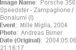 Image Name:  Porsche 356 Speedster - Zampaglione / Bonalumi (I) 
Event:  Mille Miglia, 2004
Photo...