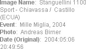 Image Name:  Stanguellini 1100 Sport - Chiavassa /  Castillo (ECUA) 
Event:  Mille Miglia, 2004
P...