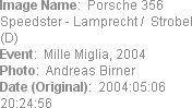 Image Name:  Porsche 356 Speedster - Lamprecht /  Strobel (D)
Event:  Mille Miglia, 2004
Photo:  ...