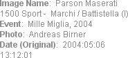 Image Name:  Parson Maserati 1500 Sport -  Marchi / Battistella (I) 
Event:  Mille Miglia, 2004
P...