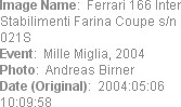 Image Name:  Ferrari 166 Inter Stabilimenti Farina Coupe s/n 021S
Event:  Mille Miglia, 2004
Phot...
