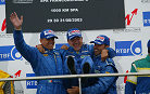 2003 FIA SCC SR2 Champions, Mirco Savoldi and Pier Giuseppe Peroni were joined on the Spa podium by Filippo Francioni