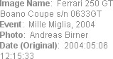 Image Name:  Ferrari 250 GT Boano Coupe s/n 0633GT
Event:  Mille Miglia, 2004
Photo:  Andreas Bir...