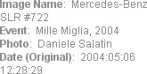 Image Name:  Mercedes-Benz SLR #722 
Event:  Mille Miglia, 2004
Photo:  Daniele Salatin
Date (Ori...