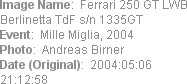Image Name:  Ferrari 250 GT LWB Berlinetta TdF s/n 1335GT
Event:  Mille Miglia, 2004
Photo:  Andr...