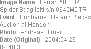Image Name:  Ferrari 500 TR Spider Scaglietti s/n 0640MDTR
Event:  Bonhams Bits and Pieces Auctio...