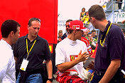Michael Schumacher leaving the motorhome