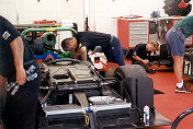 Mechanics for the Doyle-Risi Team preparing Ferrari 333 SP s/n 018 forqualifying.