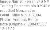Image Name:  Ferrari 340 MM Touring Barchetta s/n 0294AM rebodied Monza stlye
Event:  Mille Migli...