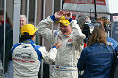 Marc Lieb and Stephane Ortelli celebrate the N-GT Championship win