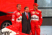 Rubens Barrichello, Jean Todt and Michael Schumacher