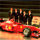 Behind the new Ferrari F399 from the leftLuca di Montezemolo, Michael Schumacher, Eddie Irvine, Jean Todt and Luca Badoer
