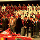 Behind the new Ferrari F399 from the left, Luca di Montezemolo, Paolo Cantarella, Giovanni Agnelli, Paolo Fresco, Eddie Irvine, Michael Schumacher, Jean Todt and Luca Badoer