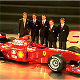 Behind the new Ferrari F399 from the leftLuca di Montezemolo, Michael Schumacher, Eddie Irvine, Jean Todt and Luca Badoer