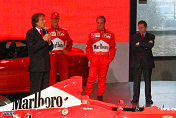 Luca di Montezemolo, Michael Schumacher, Rubens Barrichello and Jean Todt