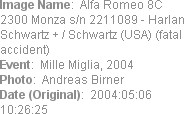 Image Name:  Alfa Romeo 8C 2300 Monza s/n 2211089 - Harlan Schwartz + / Schwartz (USA) (fatal acc...