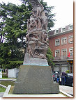 Bronze statue to commemorate centenary of birth of Enzo Ferrari in main square in Maranello