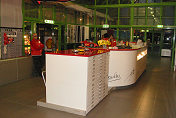 The Galleria Ferrari reception desk and shop