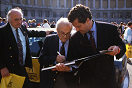 David Piper and Luigi Chinetti signing an image in the Klemantaski book