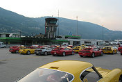 Ferrari parking on the roll-field in the evening sun