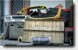 Pile of junked Ferrari parts at Carozzeria Zanasi 1992