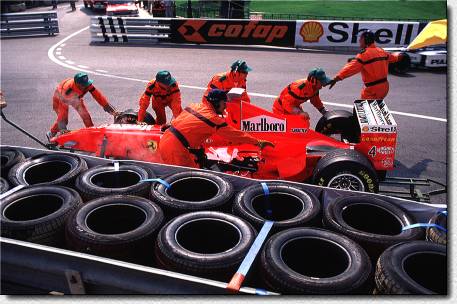 The F300 s/n 185 after Eddie Irvine's accident in qualifying 