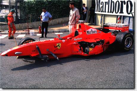 The F300 s/n 185 after Eddie Irvine's accident in qualifying 