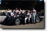 Die Fahrer des Audi Sport Team Joest bei den 24 Stunden von Le Mans 1999: Laurent Aiello, Yvan Muller, Michele Alboreto, Rinaldo Capello, Frank Biela und Emanuele Pirro (v.l.n.r.) 