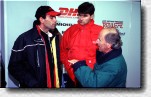 Emanuele Pirro im Gespräch mit Ingenieur Dieter Basche (rechts), der zur Saisonmitte die Weiterentwicklung des Audi A4 übernahm.