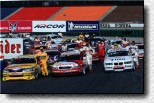 Laurent Aiello und sein Peugeot 406, Emanuele Pirro ein sein Audi A4 sowie "Jockel" Winkelhock und sein BMW 320i posieren in erster Reihe f�r den Fotografen. Ort des Geschehens: Das Hockenheimer Motodrom.