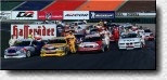 Laurent Aiello und sein Peugeot 406, Emanuele Pirro ein sein Audi A4 sowie "Jockel" Winkelhock und sein BMW 320i posieren in erster Reihe für den Fotografen. Ort des Geschehens: Das Hockenheimer Motodrom.
