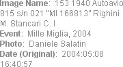 Image Name:  153 1940 Autoavio 815 s/n 021 �MI 166813� Righini M. Stancari C. I
Event:  Mille Mig...