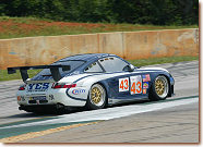 The Orbit Racing Porsche 911 GT3 RS goes through its paces at Road Atlanta during Tuesday's American Le Mans Series test session.